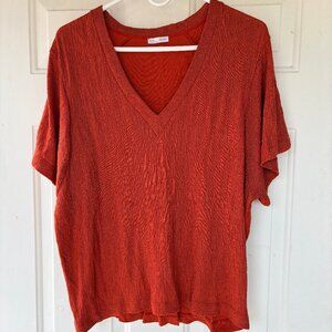 Zara Rust Orange Textured Top